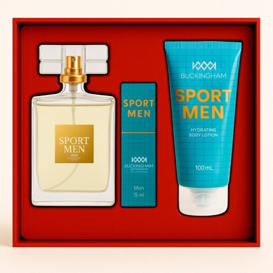 Kit Sport Men Masculino Perfume 100ml + 15ml + Creme 100ml