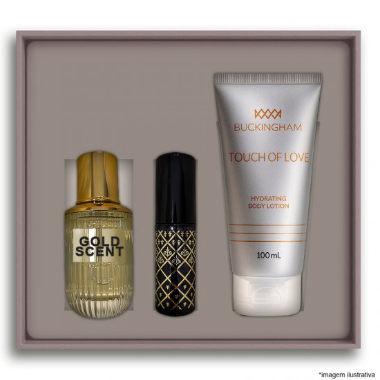 Kit Gold Scent Masculino Perfume 30ml + 15ml + Creme 100ml